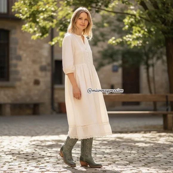 VINTAGE 1980 Frye Austin Campus Green-Blue Leather Floral Embroider Cowboy Boot - Picture 6 of 16